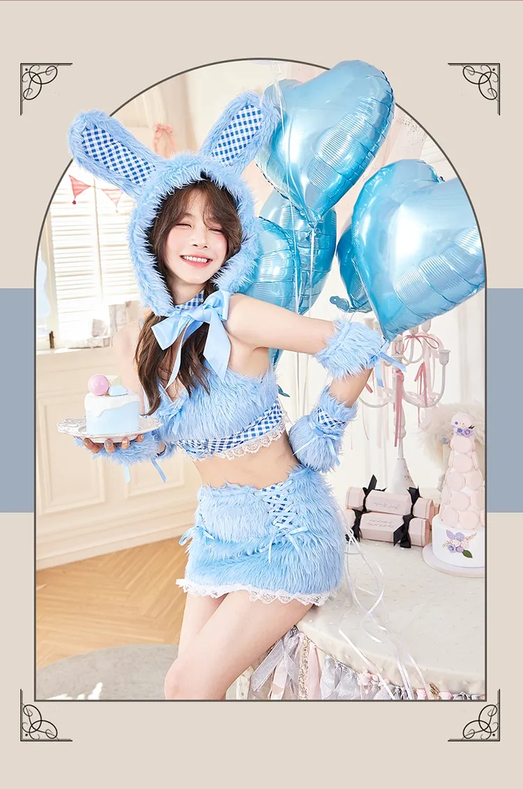 Malymoon テディバニーギンガムファーセットアップホワイト Malymoon テディバニーギンガムファーセットアップホワイト 即日発送