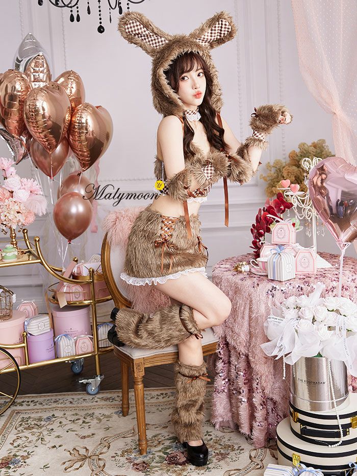 Malymoon★テディバニーギンガムファーセットアップ ハロウィンコスプレ 即日発送】テディバニーギンガムファーセットアップ《ハロウィン
