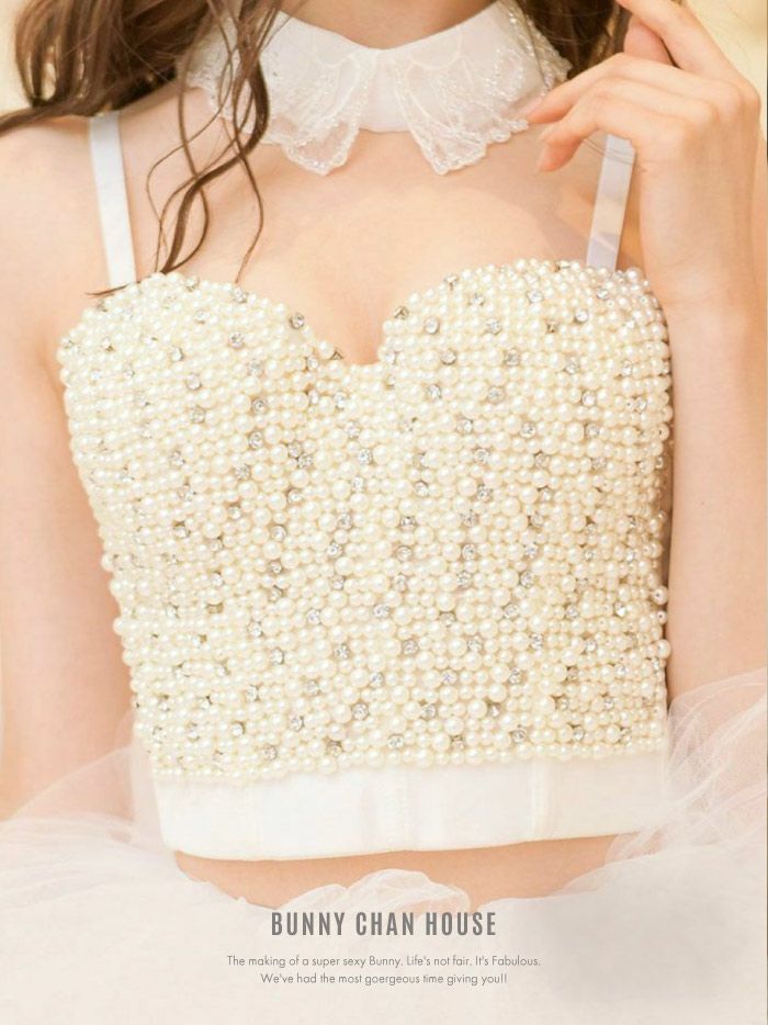 【単品】パールビスチェ 2カラー [ホワイト・ブラック] vcr-0056