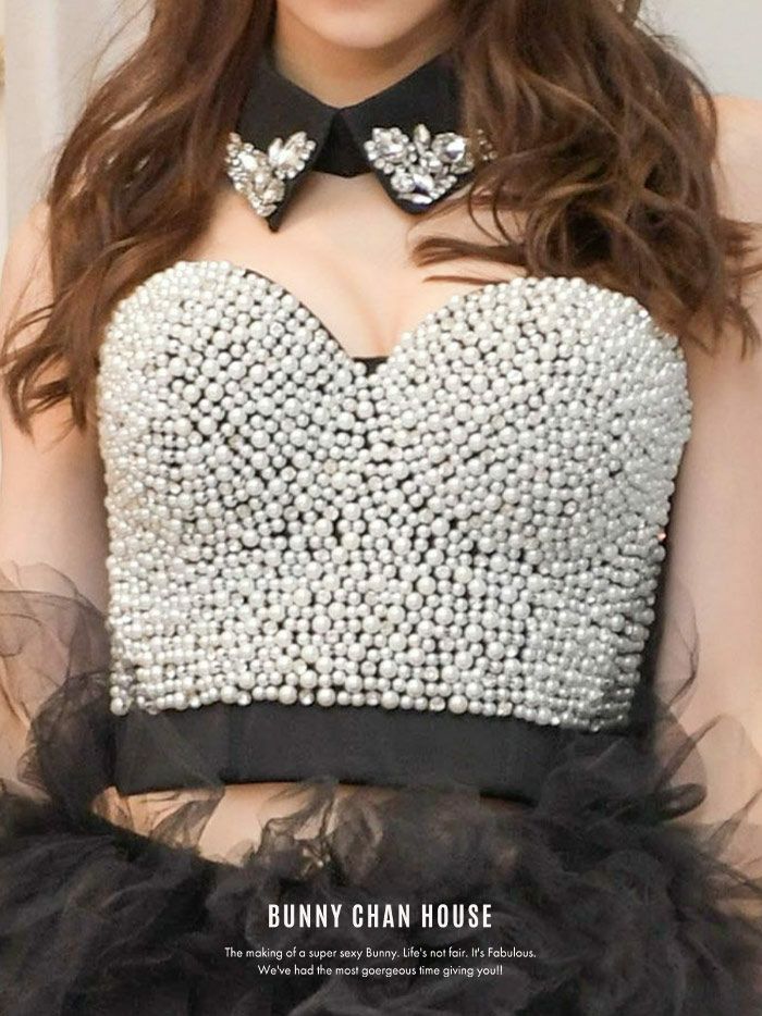 【単品】パールビスチェ 2カラー [ホワイト・ブラック] vcr-0056