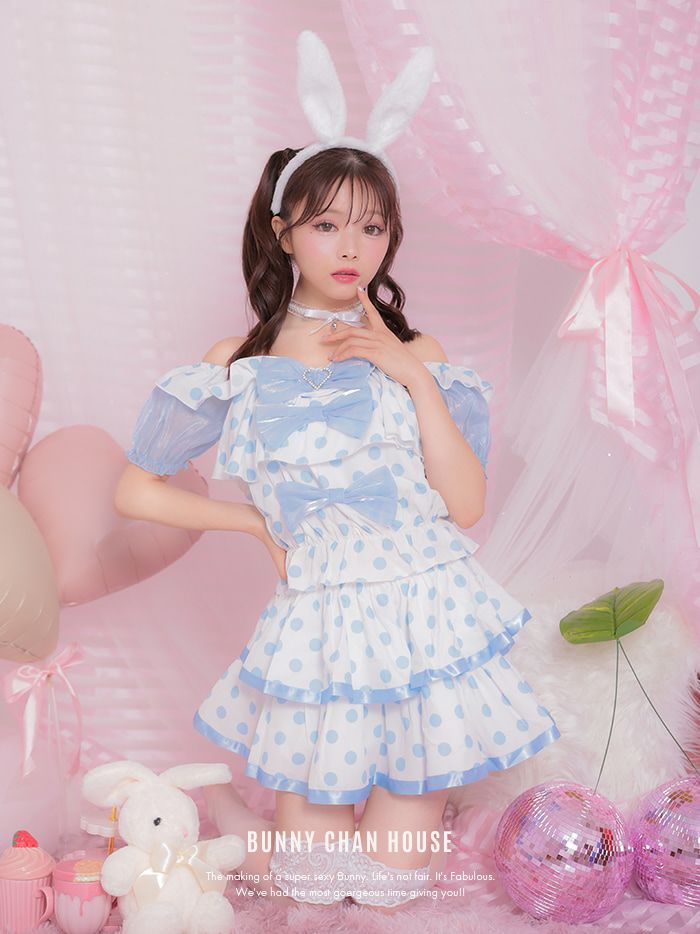 【3点セット】COTTON CANDY BUNNY コットンキャンディバニー ホワイト×ブルー [みゆちゃん着用] vcsbn-10209-2