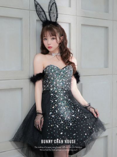 BUNNY CHAN HOUSE フラワーチュールバニー[ブラック] 6点セット】Flower Tulle BUNNY Romantic Chiffon フラワー