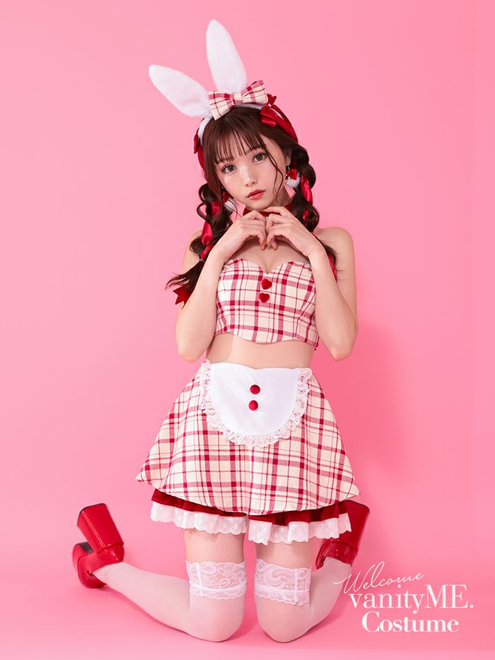 【3点セット】THE IDOL BUNNY アイドル バニー ベアトップ×スカート レッド [みゆちゃん着用] vcsbn-230480-3-my