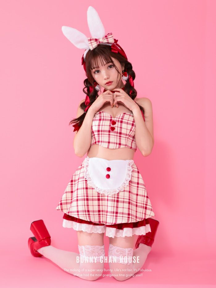 【3点セット】THE IDOL BUNNY アイドル バニー ベアトップ×スカート レッド [みゆちゃん着用] vcsbn-230480-3-my