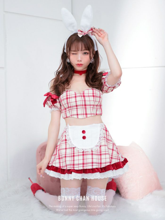 【3点セット】THE IDOL BUNNY アイドル バニー オフショル×スカート レッド [みゆちゃん着用 vcsbn-230480-4