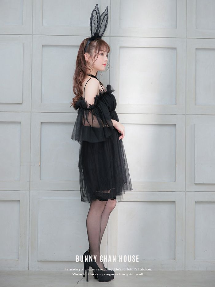 【2点セット】Tulle Dress BUNNY チュールドレスバニー[ブラック・ホワイト] vcsbn-23340