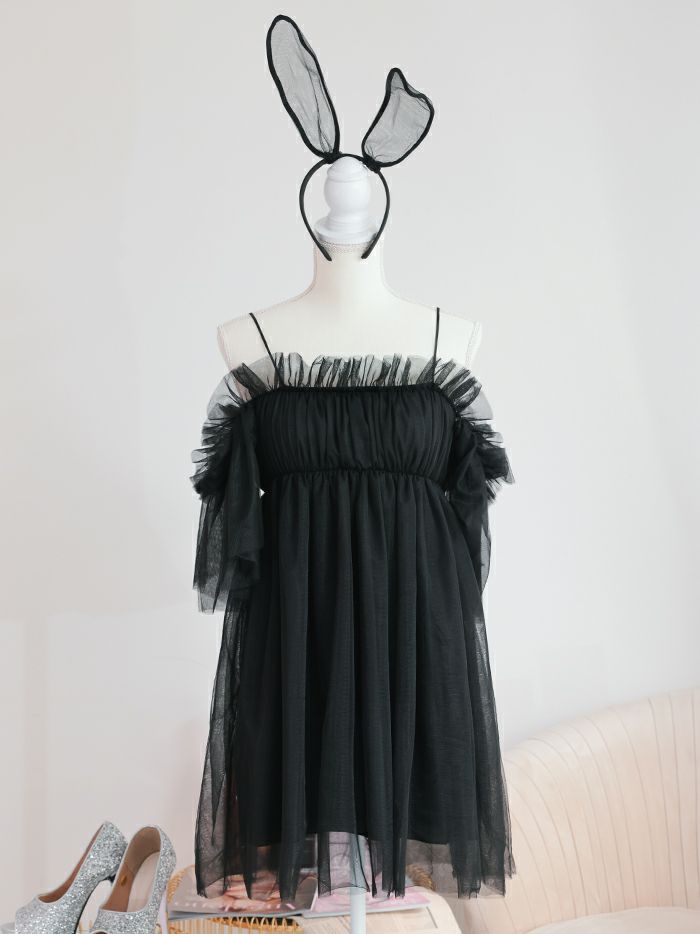 【2点セット】Tulle Dress BUNNY チュールドレスバニー[ブラック・ホワイト] vcsbn-23340