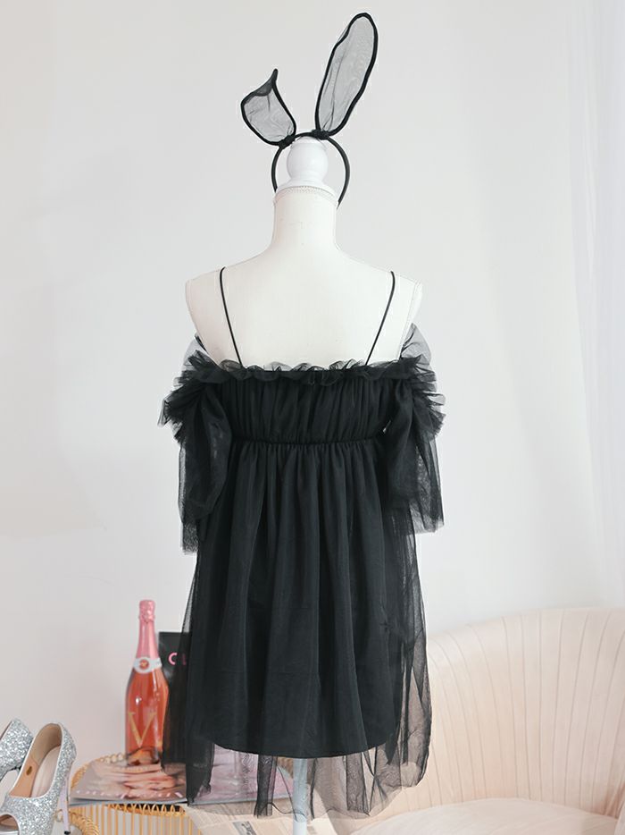 【2点セット】Tulle Dress BUNNY チュールドレスバニー[ブラック・ホワイト] vcsbn-23340