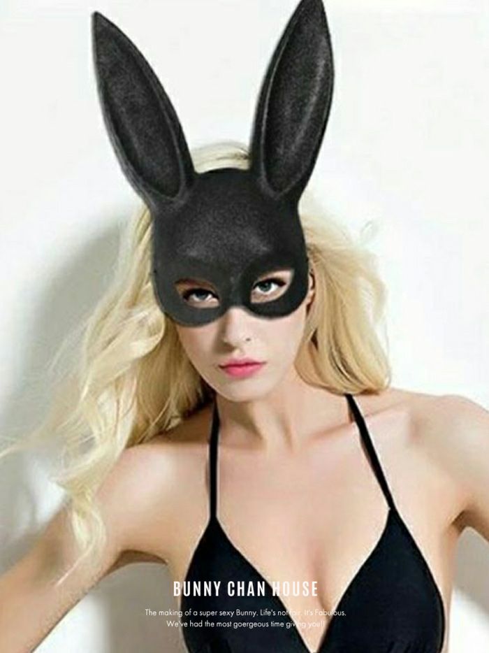 バニーマスク 仮面 ラメ入り ブラック vcsit-0056