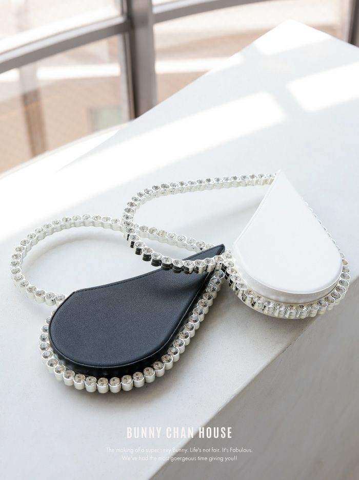 キラキラ ストーン ハンドバッグ [ ブラック・ホワイト] vcsit-22001