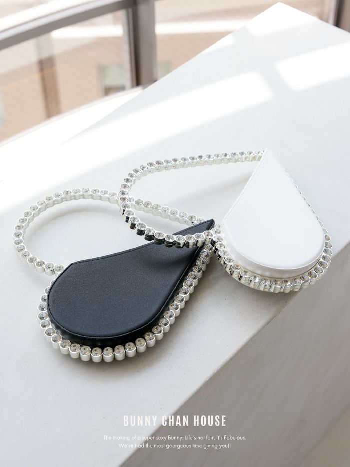 キラキラ ストーン ハンドバッグ [ ブラック・ホワイト] vcsit-22001