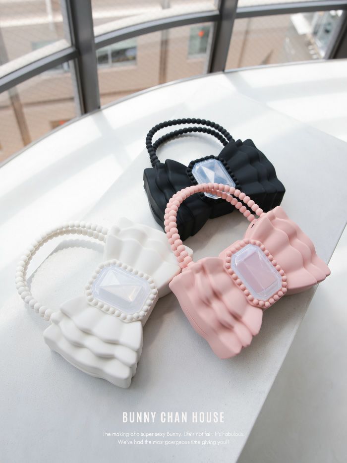 リボンハンドバッグ [ ブラック・ホワイト・ピンク] vcsit-22003