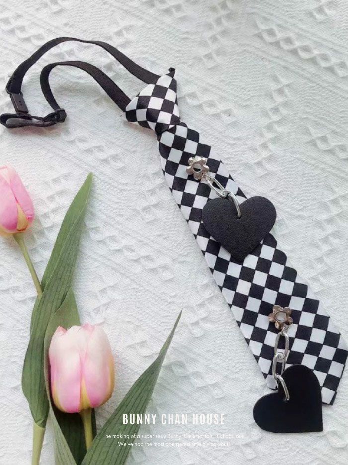 ネクタイ ギンガムチェック [ホワイト×ブラック] vcsit-23333