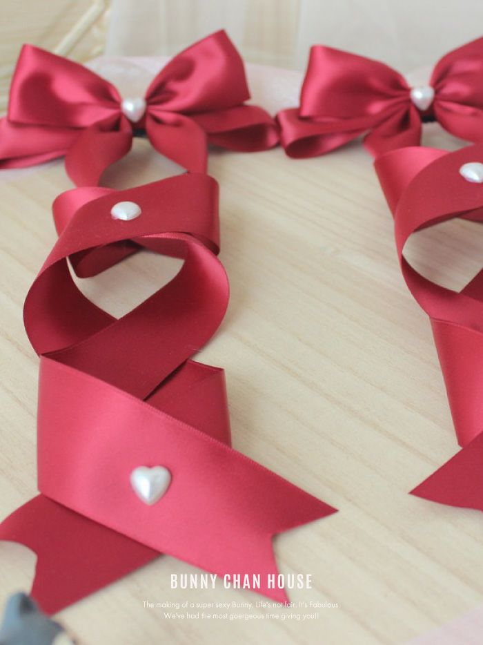 ハート付きリボンヘアアクセサリー vcsit-23354