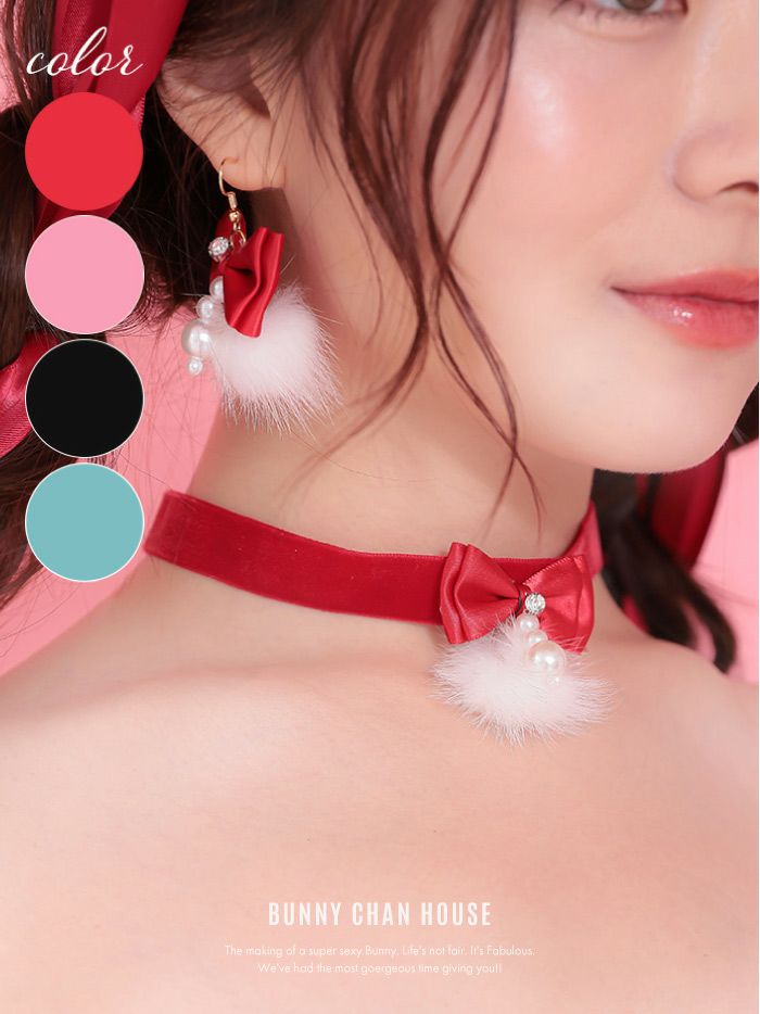 ファー付きリボンチョーカー vcsit-23360