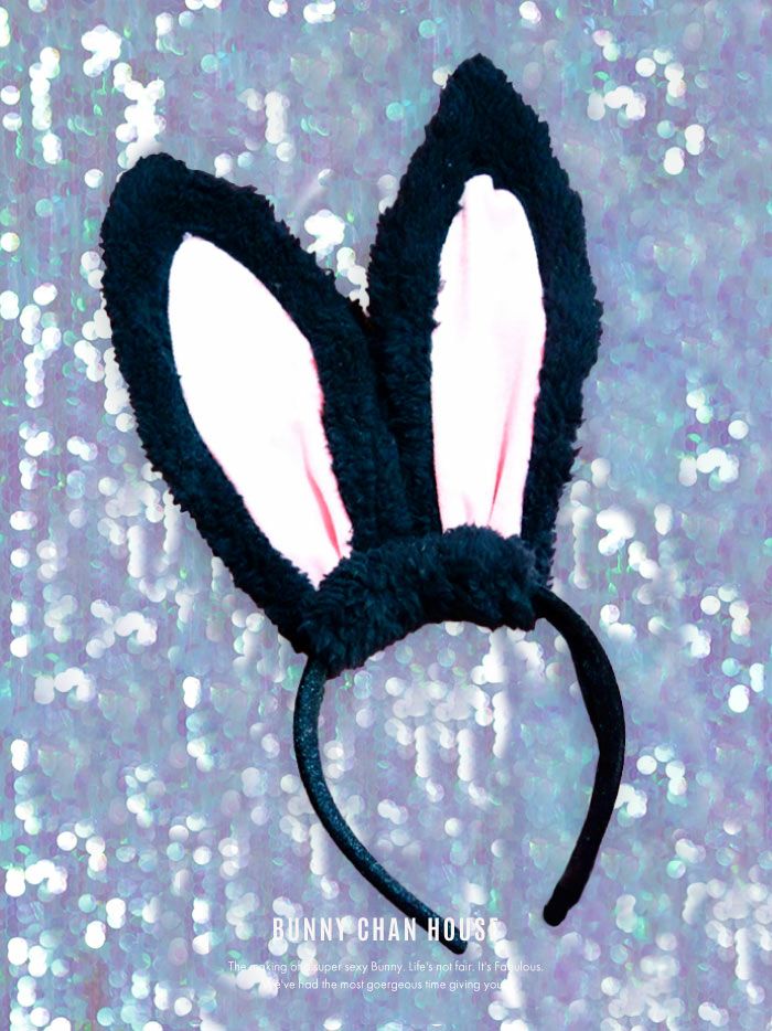 ふわもこうさ耳 カチューシャ ホワイト・ブラック vcsit-3100001