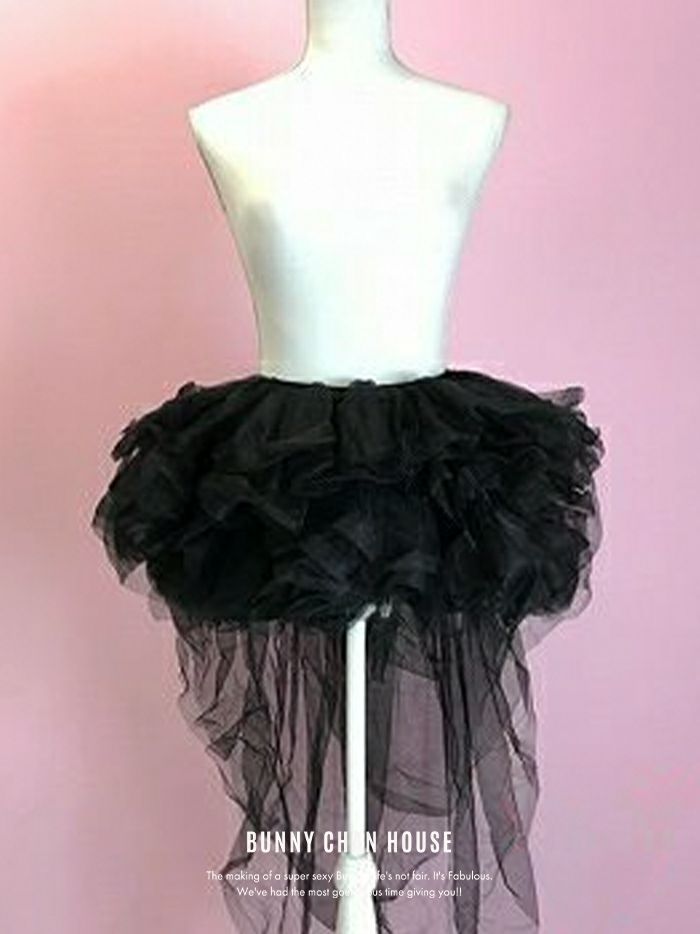 テール付きパニエ チュールスカート ホワイト・ブラック・レッド・ピンク vpn-23758