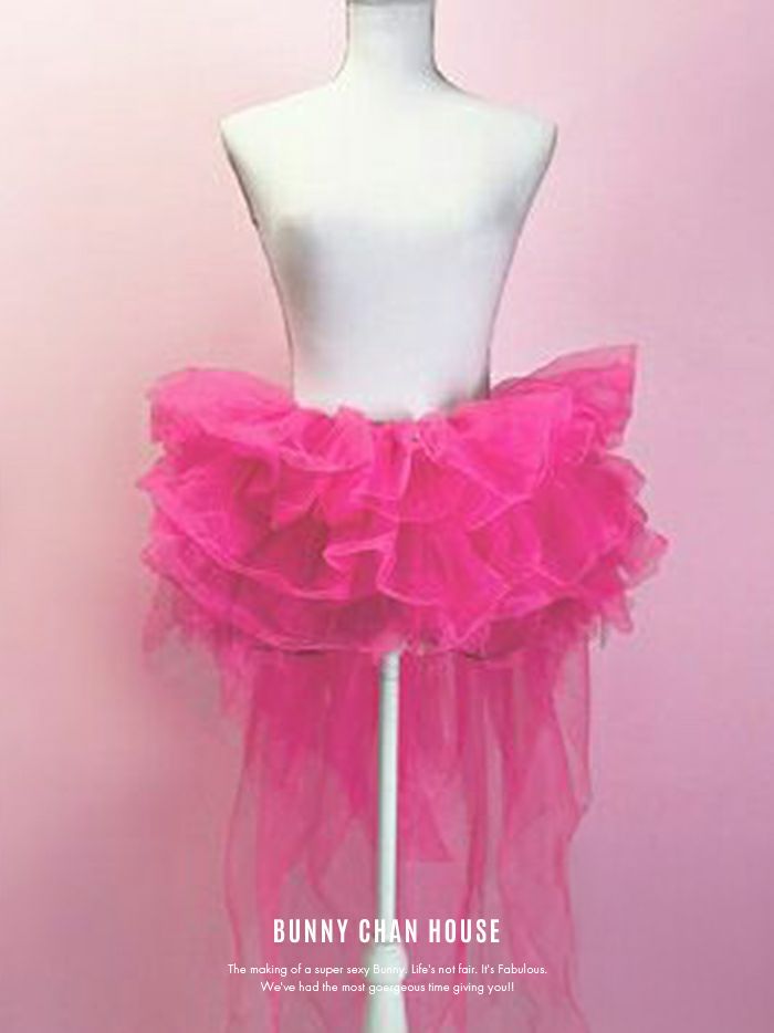 テール付きパニエ チュールスカート ホワイト・ブラック・レッド・ピンク vpn-23758