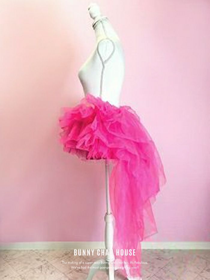 テール付きパニエ チュールスカート ホワイト・ブラック・レッド・ピンク vpn-23758