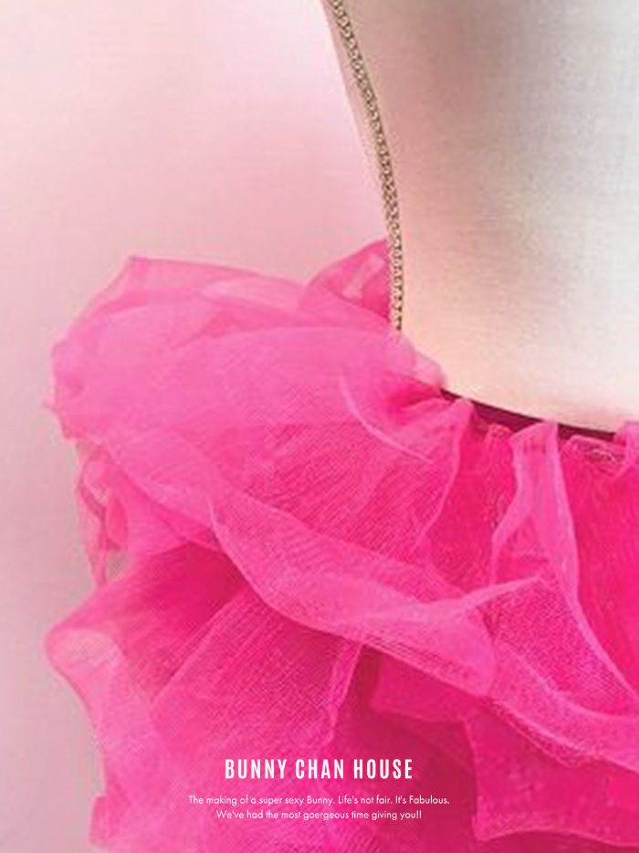 テール付きパニエ チュールスカート ホワイト・ブラック・レッド・ピンク vpn-23758