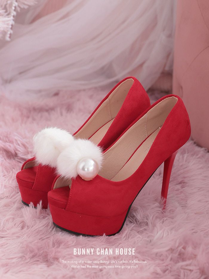 Snowflake HEEL オープントゥー美脚パンプス レッド・ホワイト・ブラック vsh-19-0916