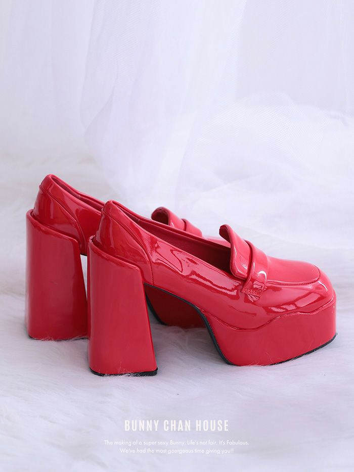 厚底エナメルローファー レッド・ブラック vsh-23362