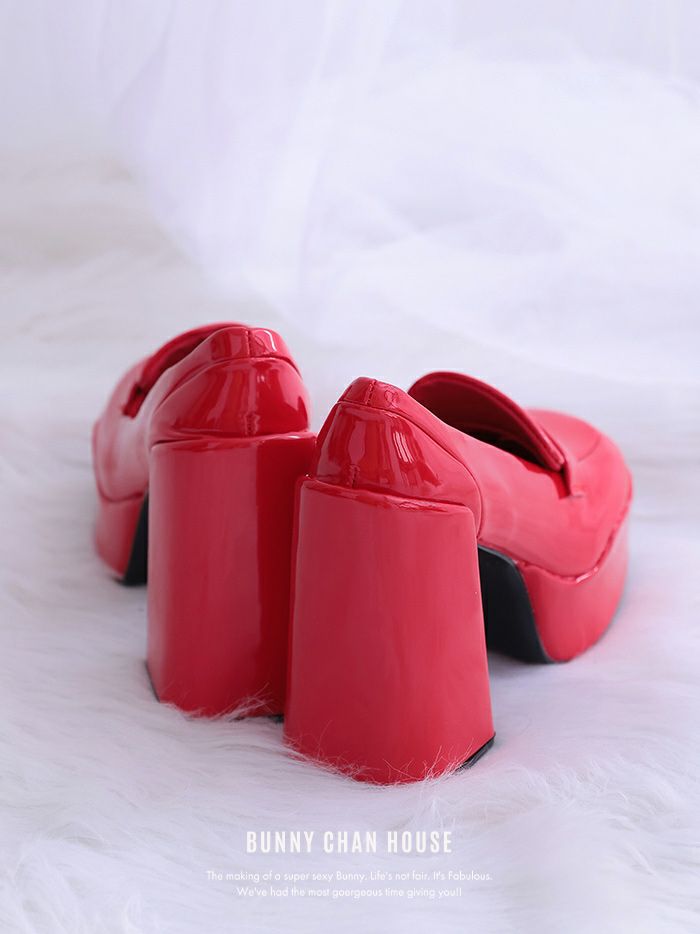 厚底エナメルローファー レッド・ブラック vsh-23362