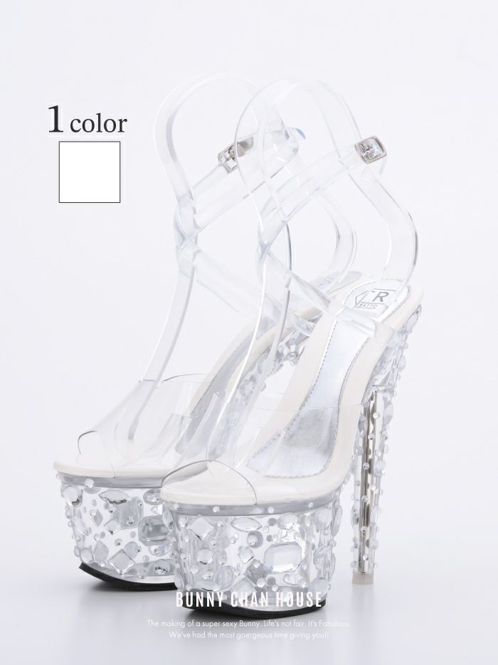 ＴＲＡＴＴＯ キラキラビジュー ストラップ サンダル クリア vsh-3324