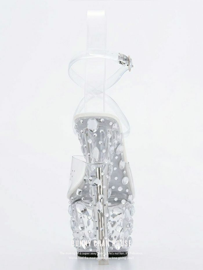 ＴＲＡＴＴＯ キラキラビジュー ストラップ サンダル クリア vsh-3324