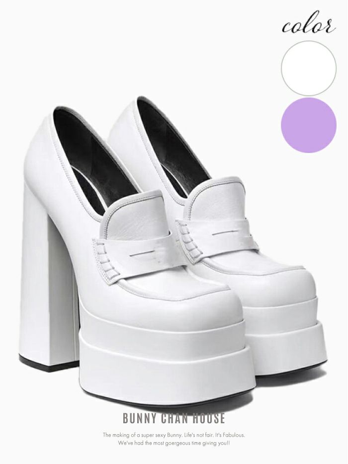 厚底 ローファーブーツ [ホワイト・ラベンダー] vsh-s22026