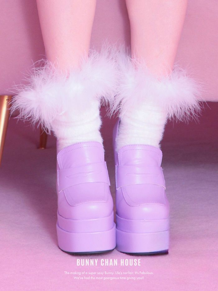 厚底 ローファーブーツ [ホワイト・ラベンダー] vsh-s22026