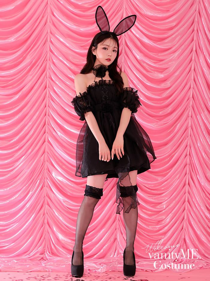 【6点セット】Flower Tulle BUNNY Romantic Chiffon フラワーチュールバニー[ブラック] vcsbn-23341-2