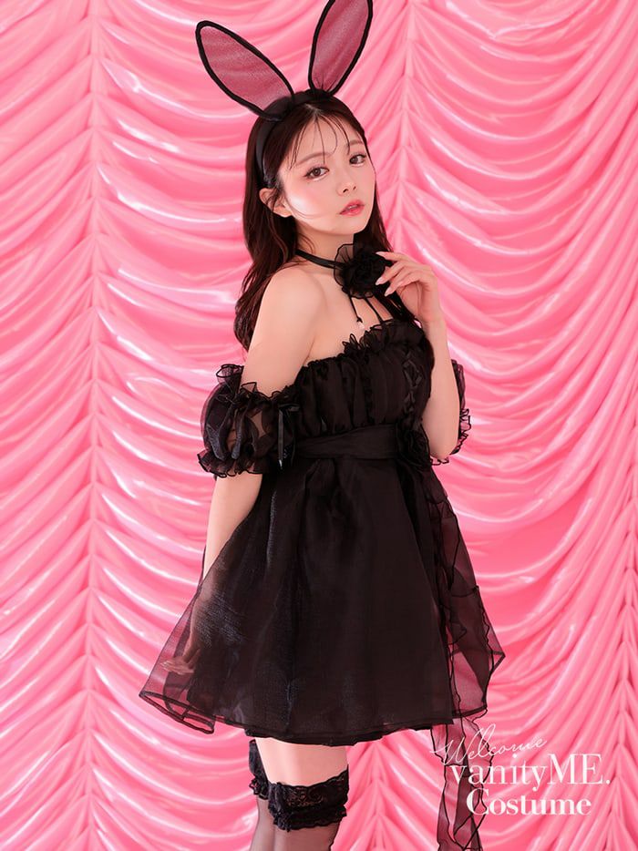 【6点セット】Flower Tulle BUNNY Romantic Chiffon フラワーチュールバニー[ブラック] vcsbn-23341-2