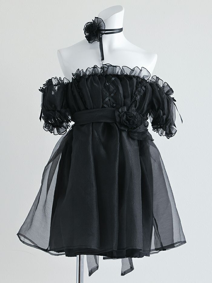 【6点セット】Flower Tulle BUNNY Romantic Chiffon フラワーチュールバニー[ブラック] vcsbn-23341-2