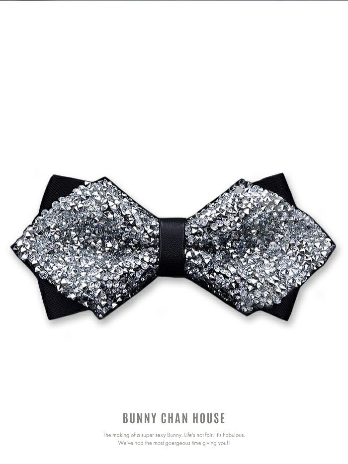 クリスタルビジューバイカラーリボン蝶ネクタイ チョーカー vcsit-2488-2