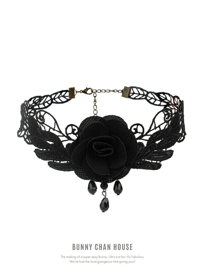 ゴシックローズモチーフチョーカー レースネックレス vcsit-25004