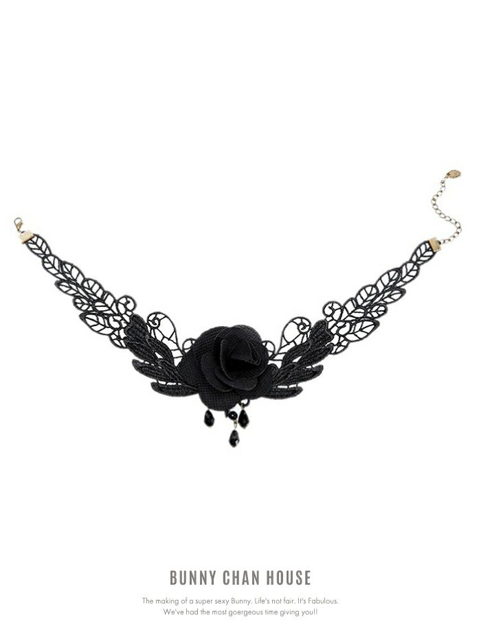 ゴシックローズモチーフチョーカー レースネックレス vcsit-25004