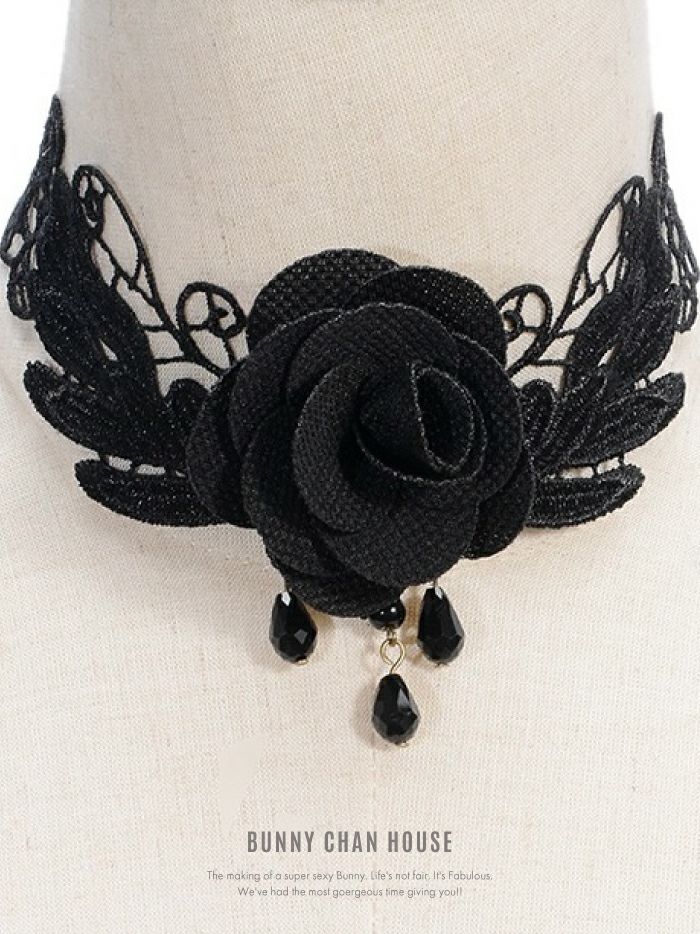 ゴシックローズモチーフチョーカー レースネックレス vcsit-25004