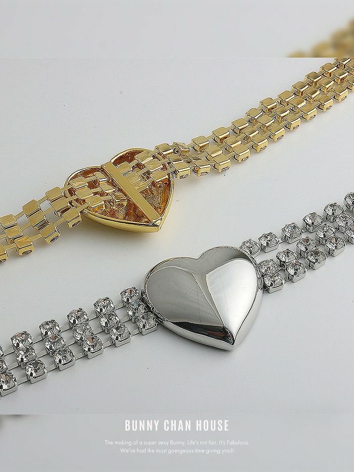 メタリックハート×ビジューチョーカーネックレス [ ゴールド/シルバー ] vcsit-25005