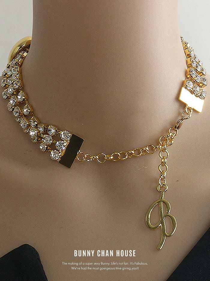 メタリックハート×ビジューチョーカーネックレス [ ゴールド/シルバー ] vcsit-25005