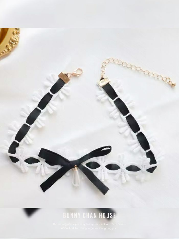 プチリボンレースチョーカー [ ブラック/ホワイト ] vcsit-25006
