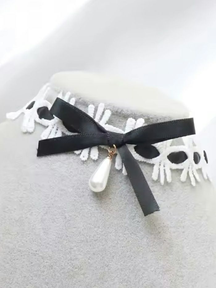 プチリボンレースチョーカー [ ブラック/ホワイト ] vcsit-25006