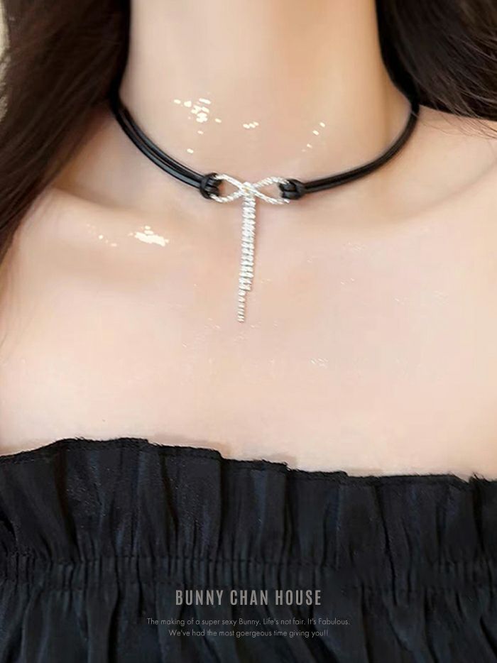 ビジューリボン×レザーチョーカー vcsit-25007