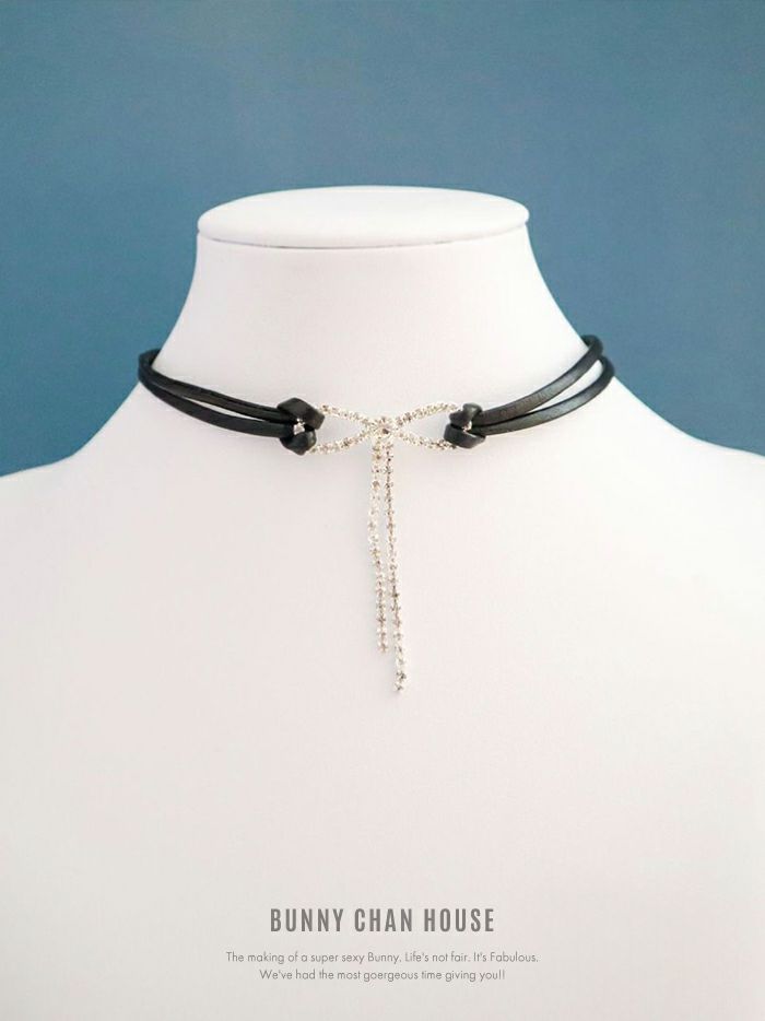 ビジューリボン×レザーチョーカー vcsit-25007