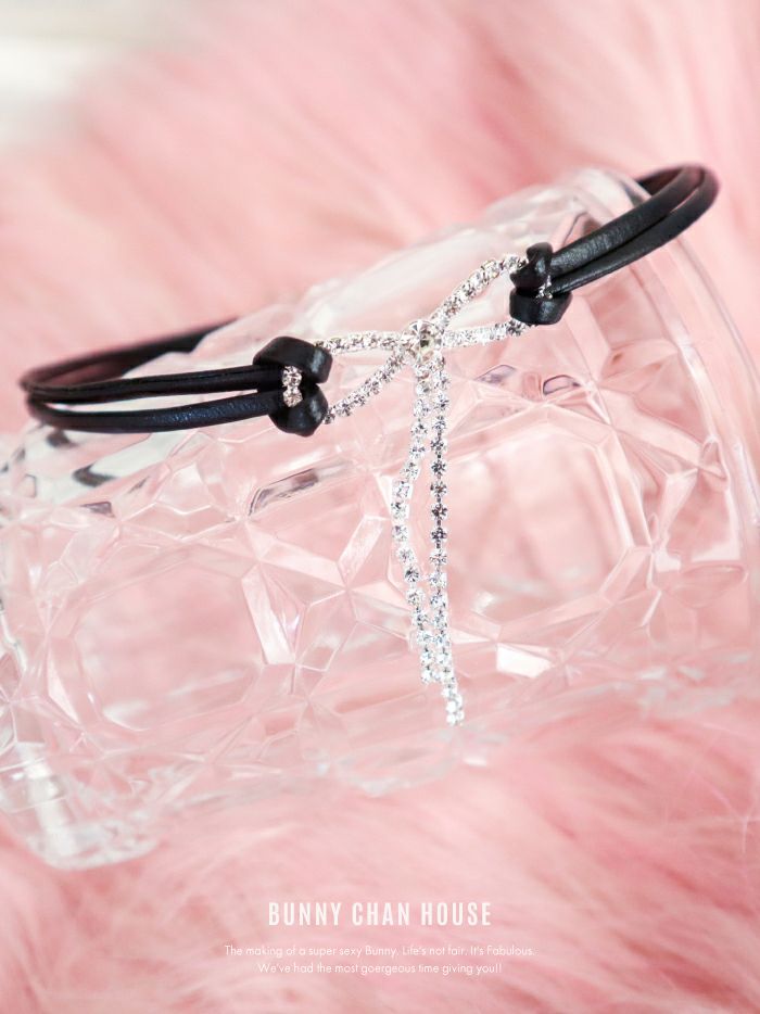 ビジューリボン×レザーチョーカー vcsit-25007