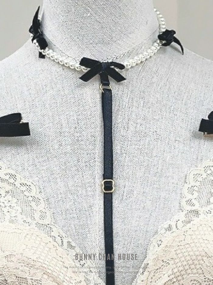 パールリボンチョーカー付きハーネスベルト vcsit-25008