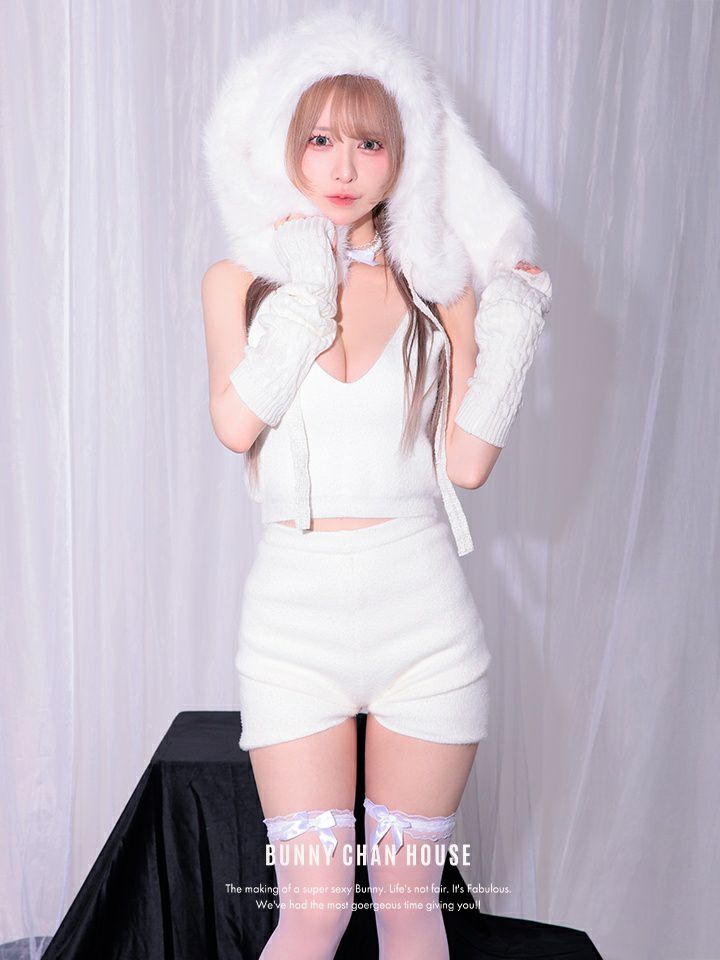 【5点セット】Silky Snow Knit Bunny ホワイト vcsbn-25038