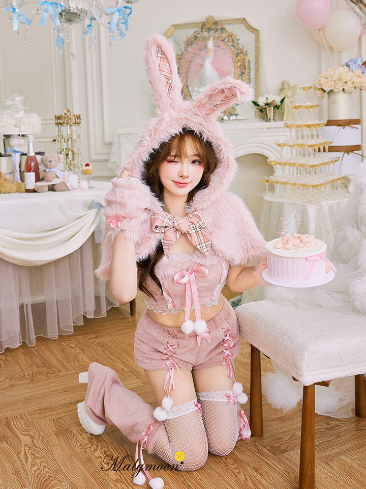 【7点セット】Malymoon マリームーン ふわふわメレンゲリボンバニー [ピンク] mlcs2510299