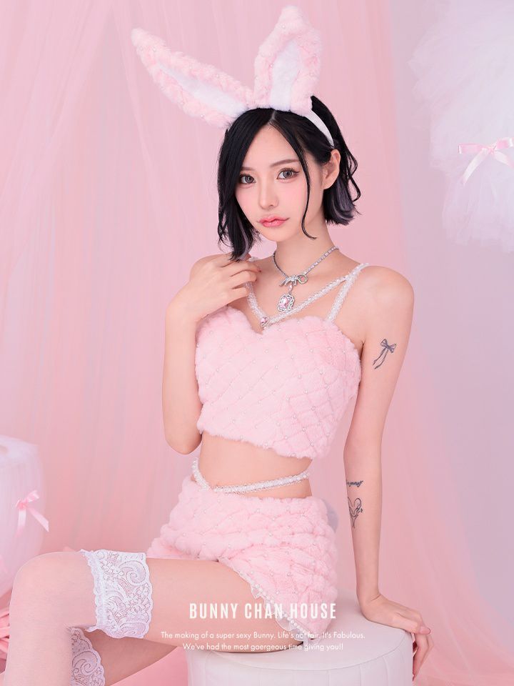【3点セット】C'est mimi fourrure bunny パンツ ピンク vcsbn-240315-3b