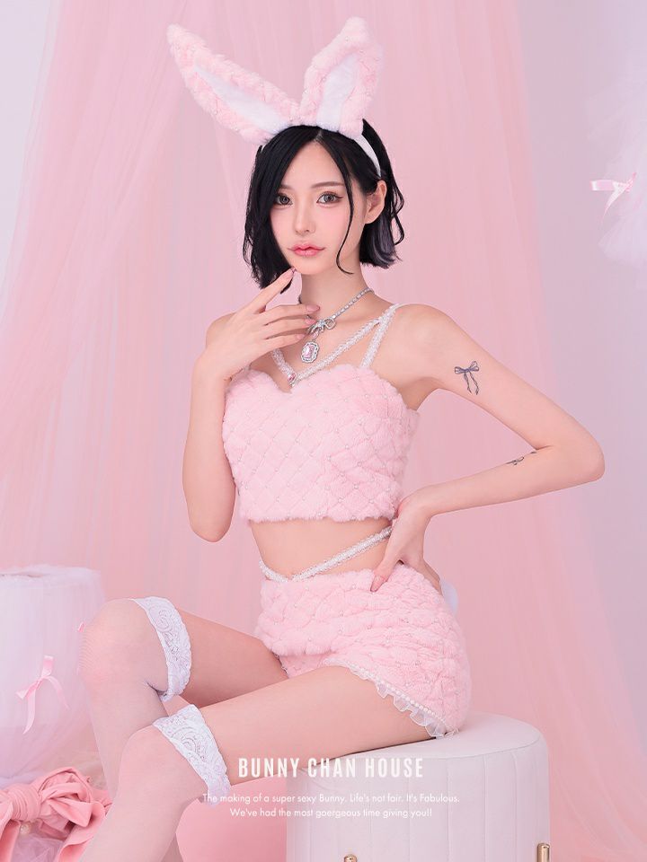 【3点セット】C'est mimi fourrure bunny パンツ ピンク vcsbn-240315-3b